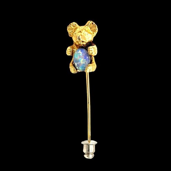Unbranded Jewelry - Gold-tone Koala Stick Pin With Opal Accent Secure Clutch Back 1.5" (Koala .75")